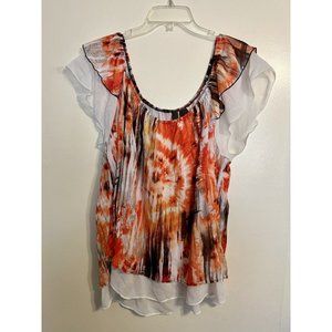 SereNade New York Womens Ruffled Sleeveless Shirt Size XL